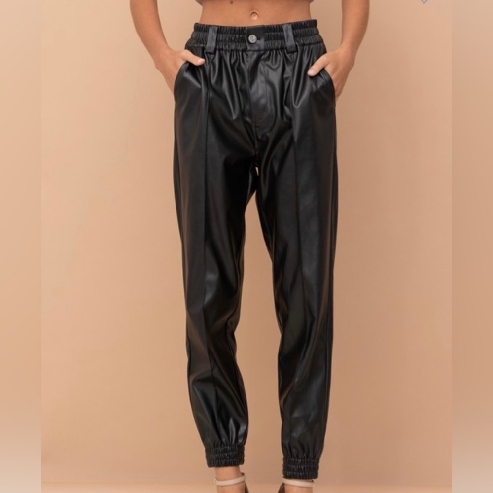 Black Faux Leather Pants